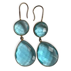 Light Blue Hydro Quartz Double Drop Earrings